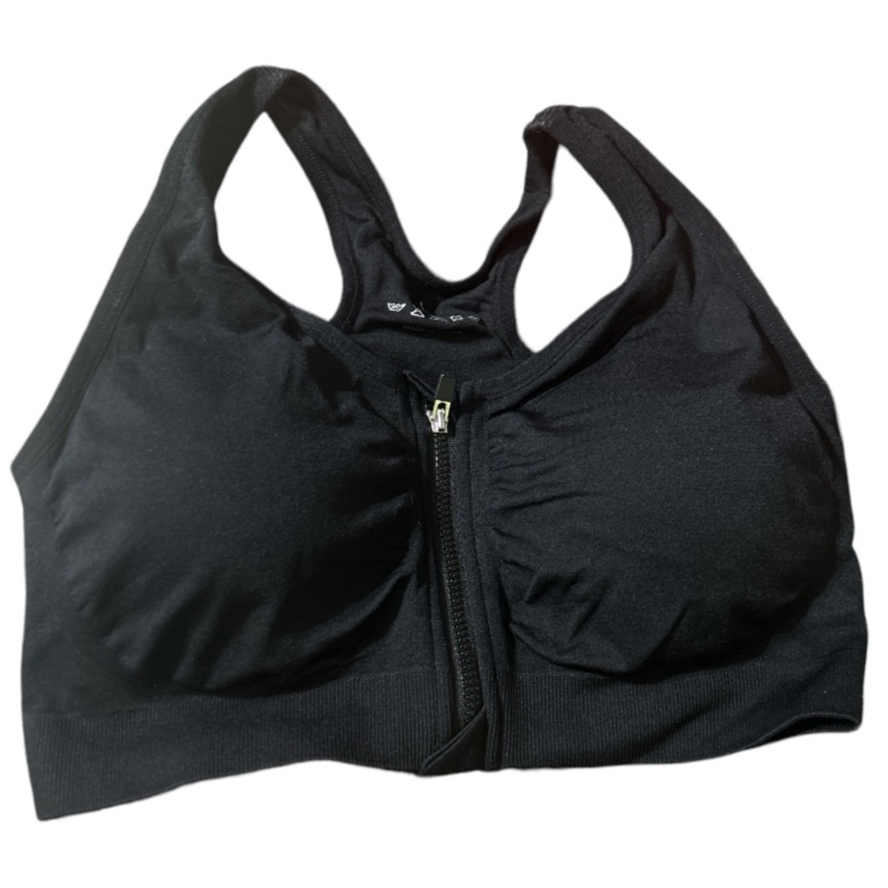 Black front zipper wireless bra